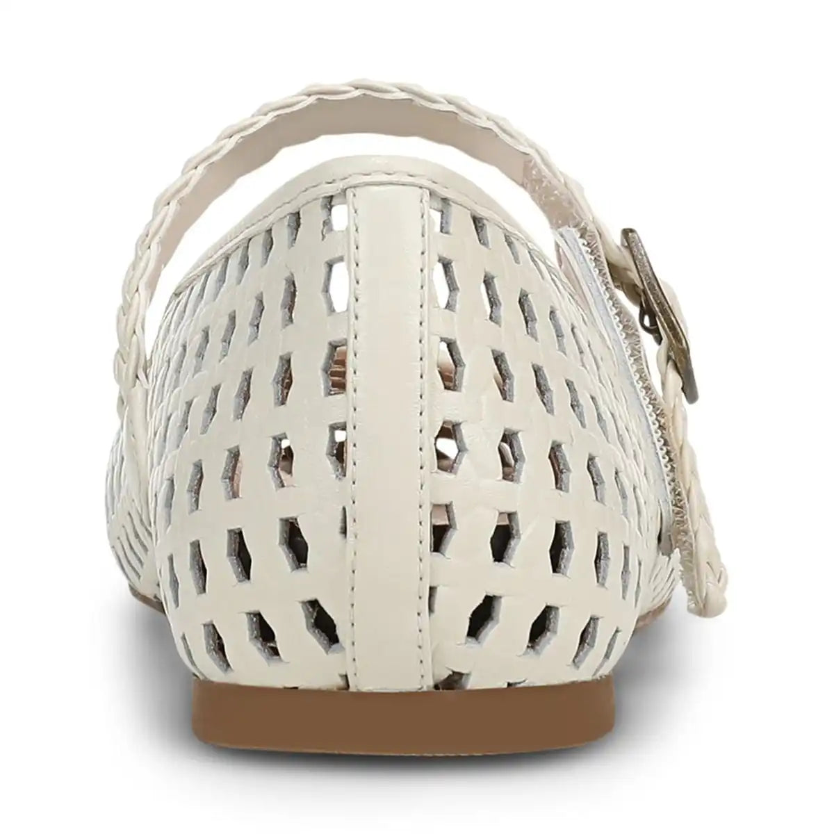 Alameda Woven Mary Jane Flat Ivory Leather
