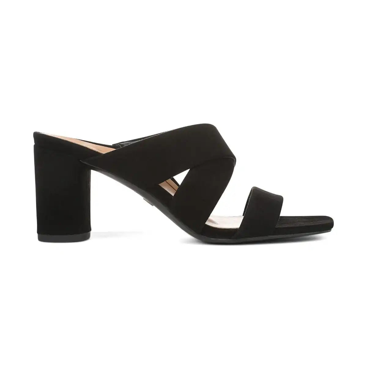 Merlot Heeled Slide Sandal Black Suede