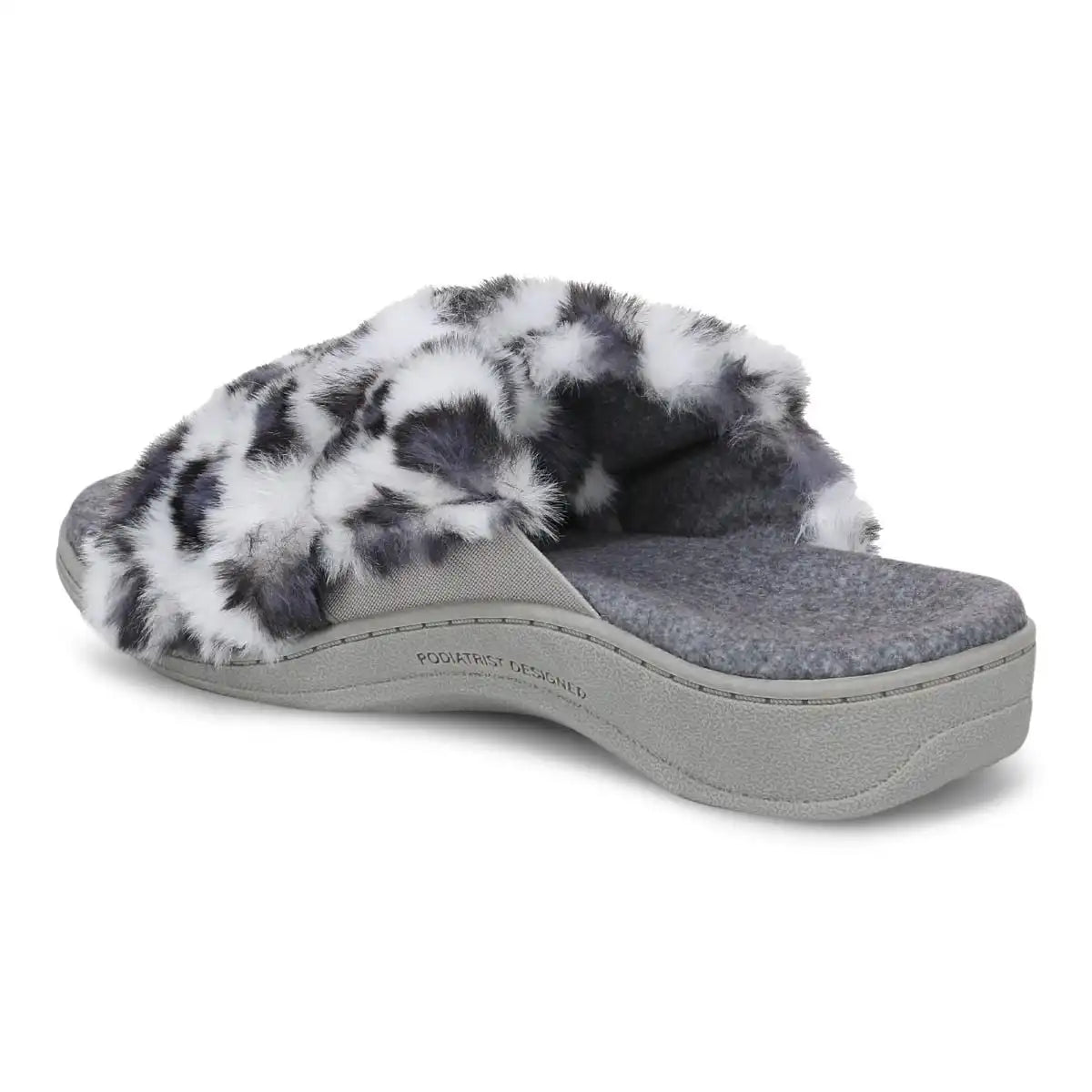 Relax II Slippers White Leopard Print Fur