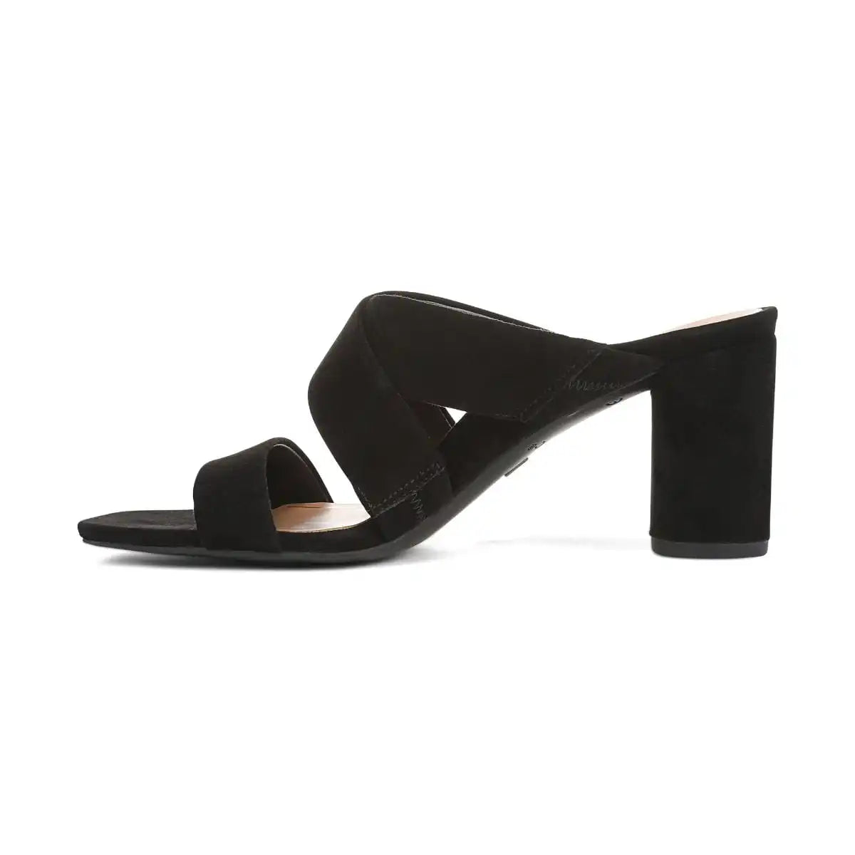 Merlot Heeled Slide Sandal Black Suede