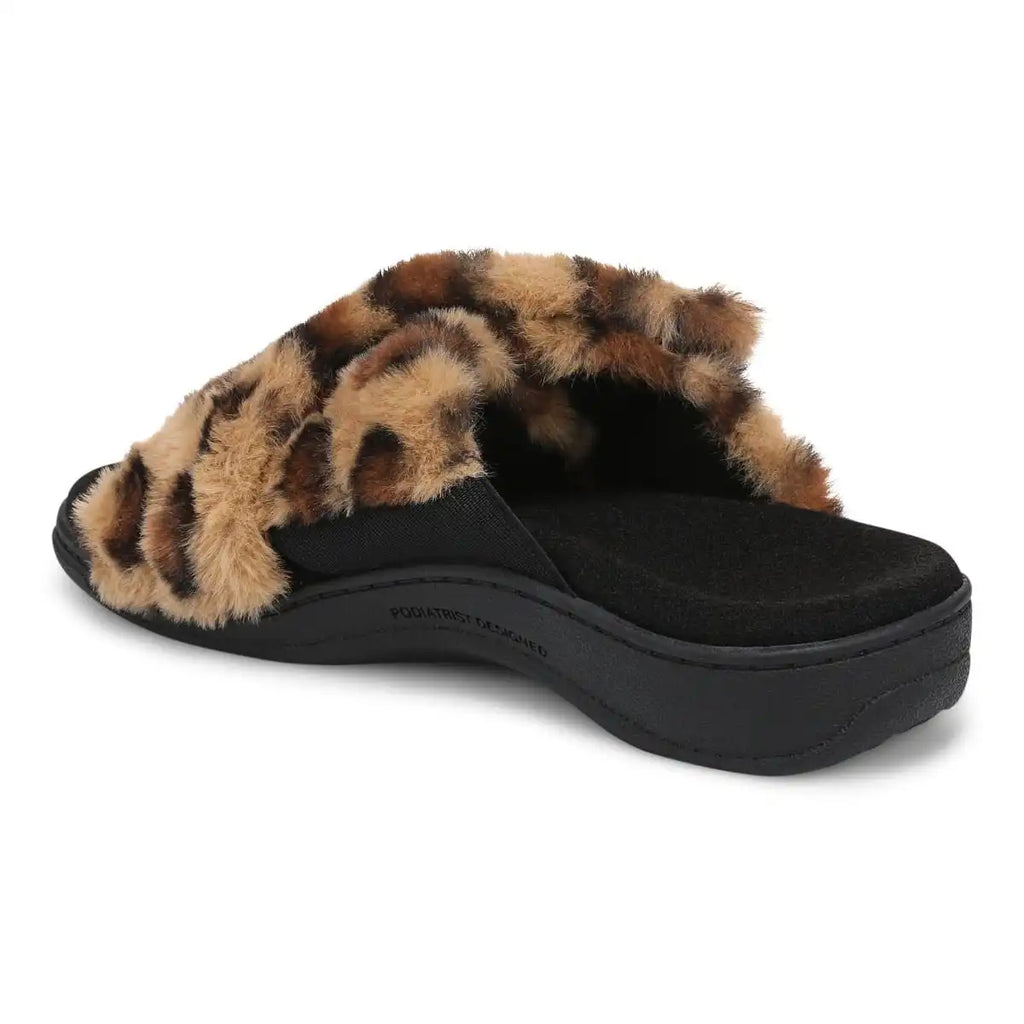 Relax II Slippers Brown Leopard Print Fur
