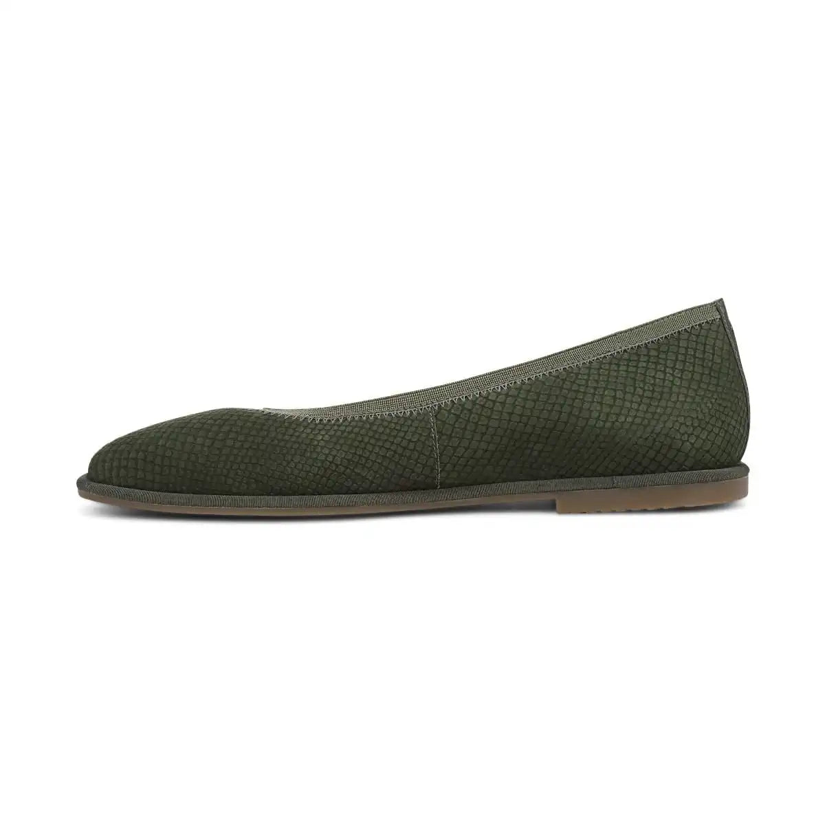 Caroll 2.0 Ballet Flat Olive Moss Snake Embossed Nubuck