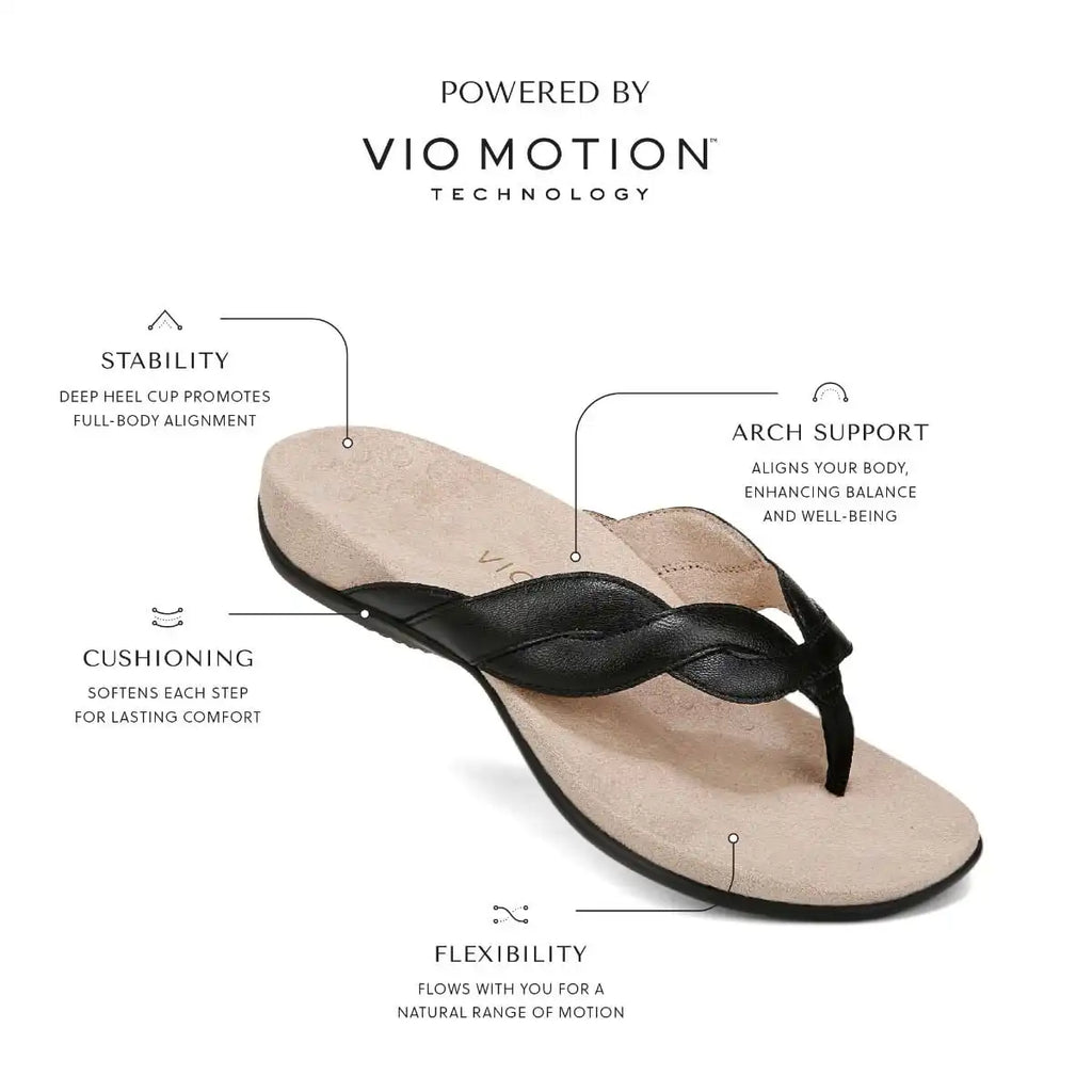Bella Braid Toe Post Sandal Black Nappa