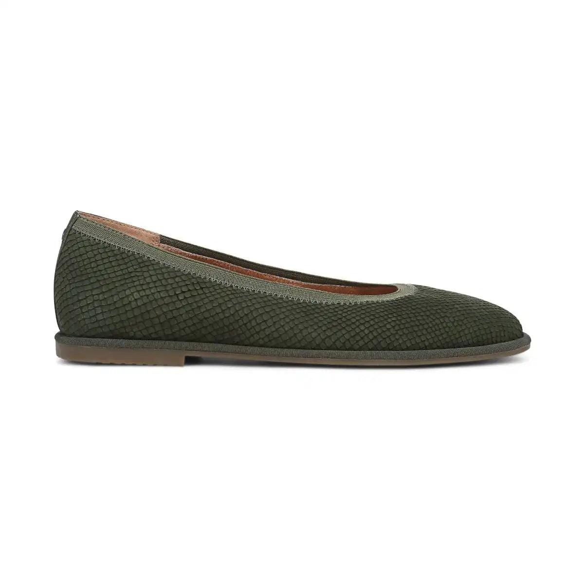 Caroll 2.0 Ballet Flat Olive Moss Snake Embossed Nubuck