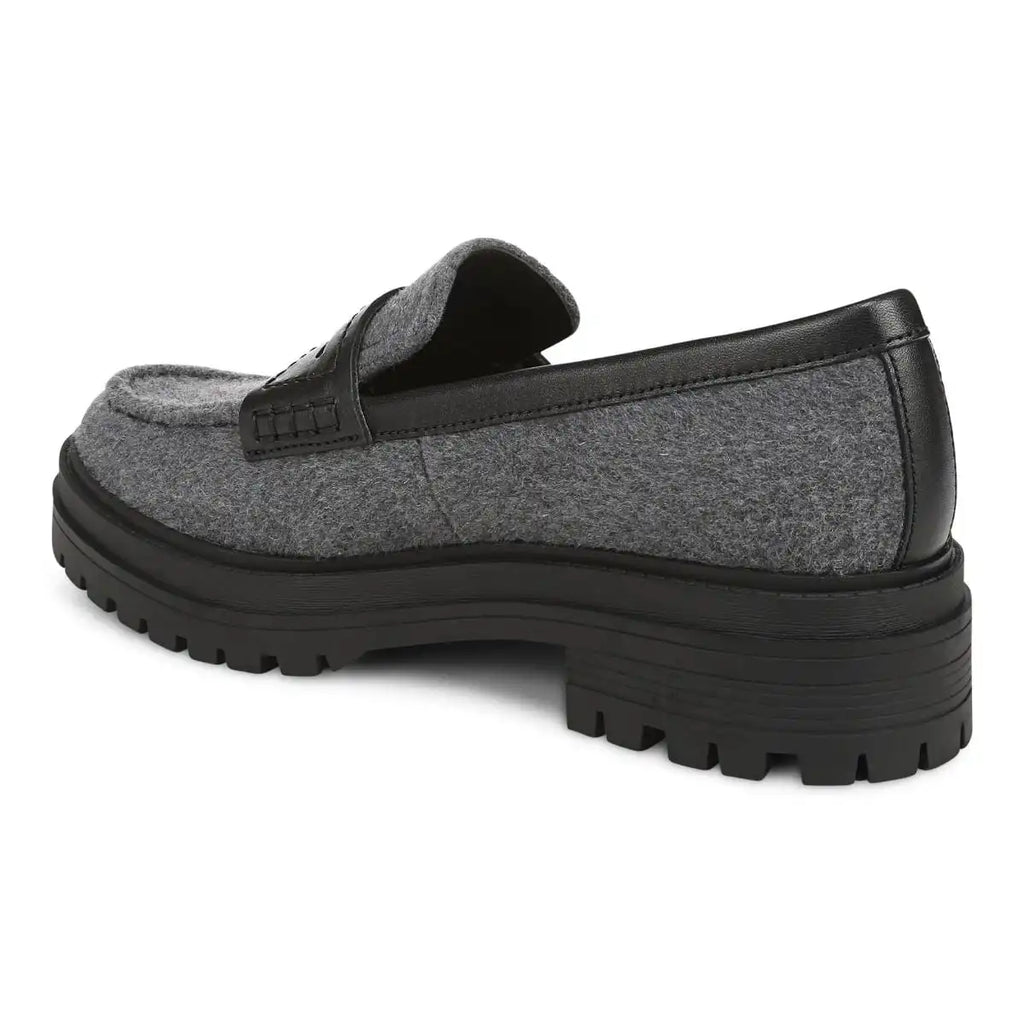 Georgia Lug Sole Loafer Dark Grey Wool Flannel