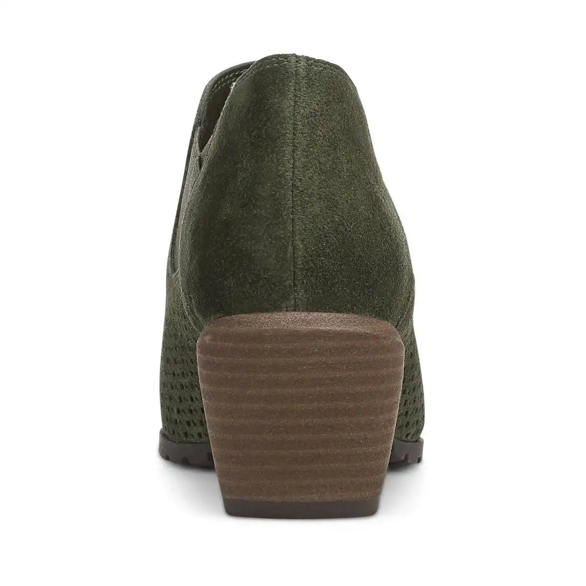 Bethany Perf Heeled Ankle Boot Olive Moss Suede