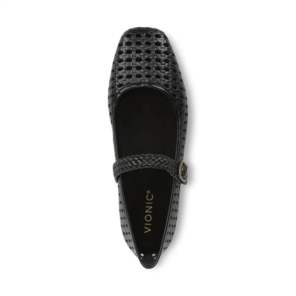 Alameda Woven Mary Jane Flat Black Leather