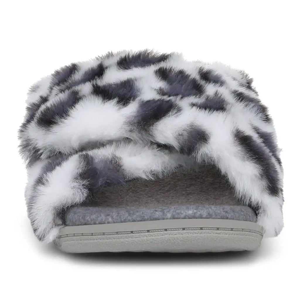 Relax II Slippers White Leopard Print Fur