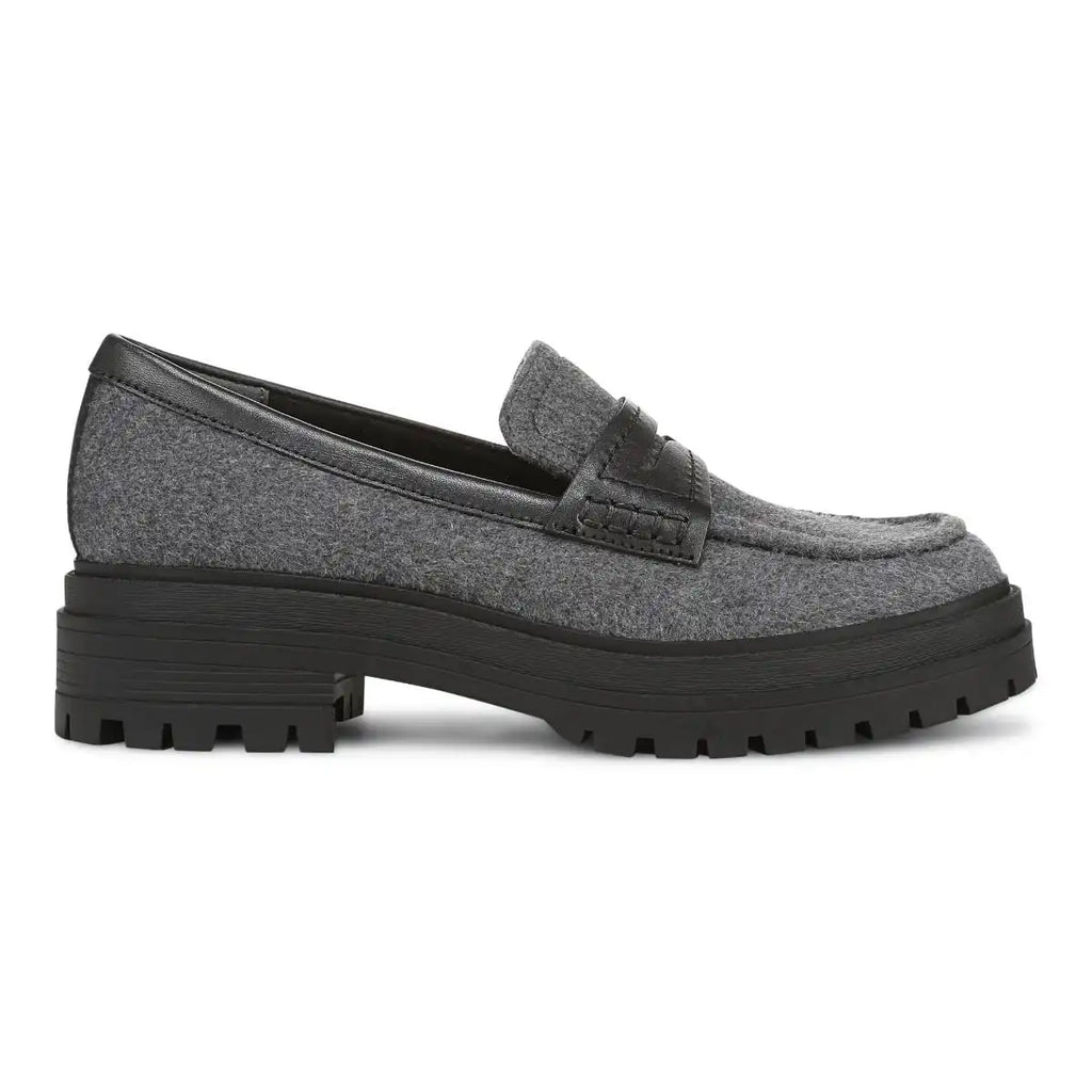 Georgia Lug Sole Loafer Dark Grey Wool Flannel