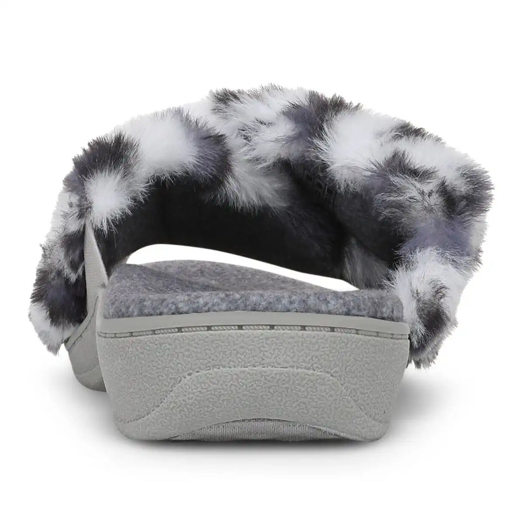 Relax II Slippers White Leopard Print Fur