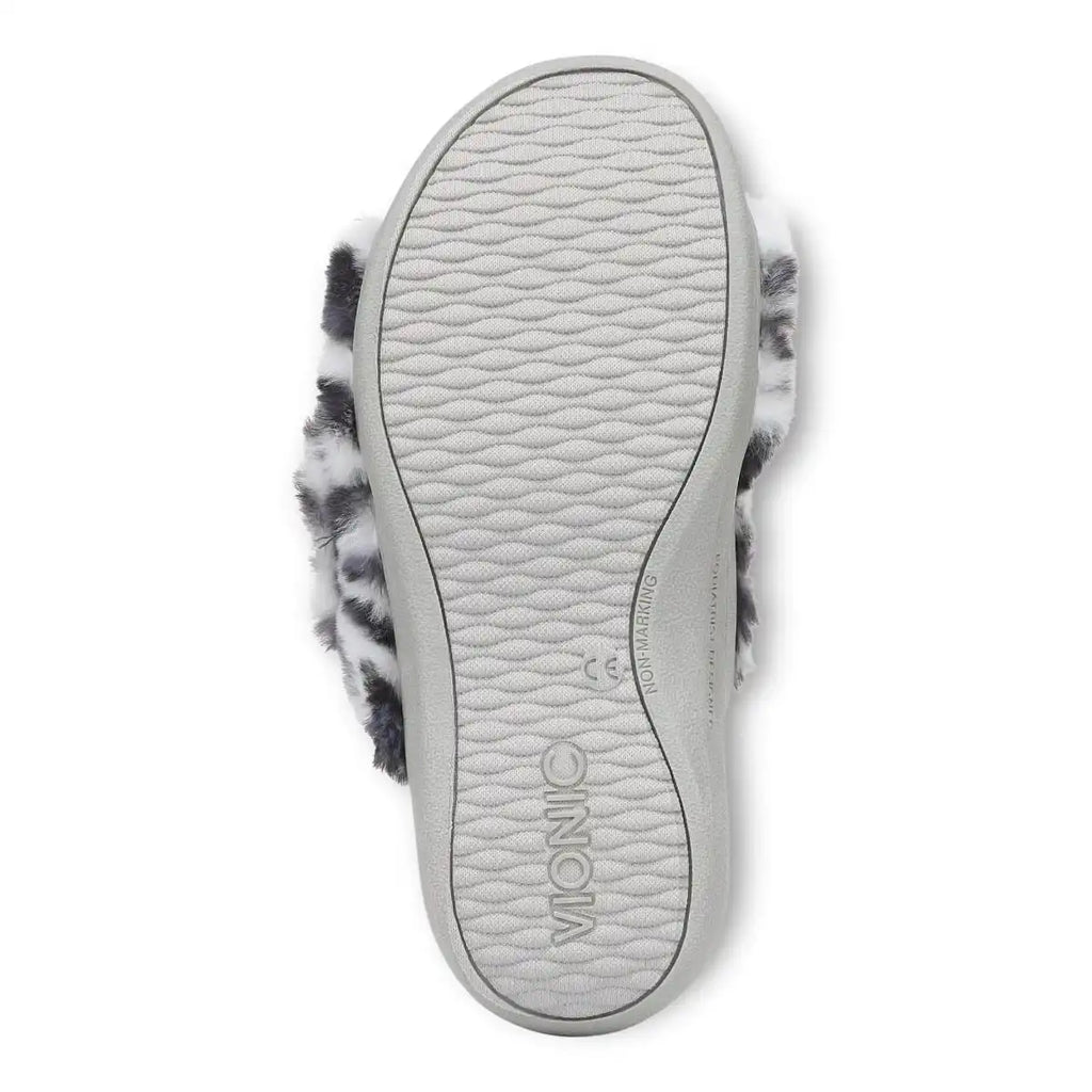Relax II Slippers White Leopard Print Fur