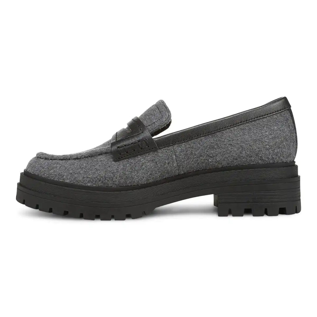 Georgia Lug Sole Loafer Dark Grey Wool Flannel