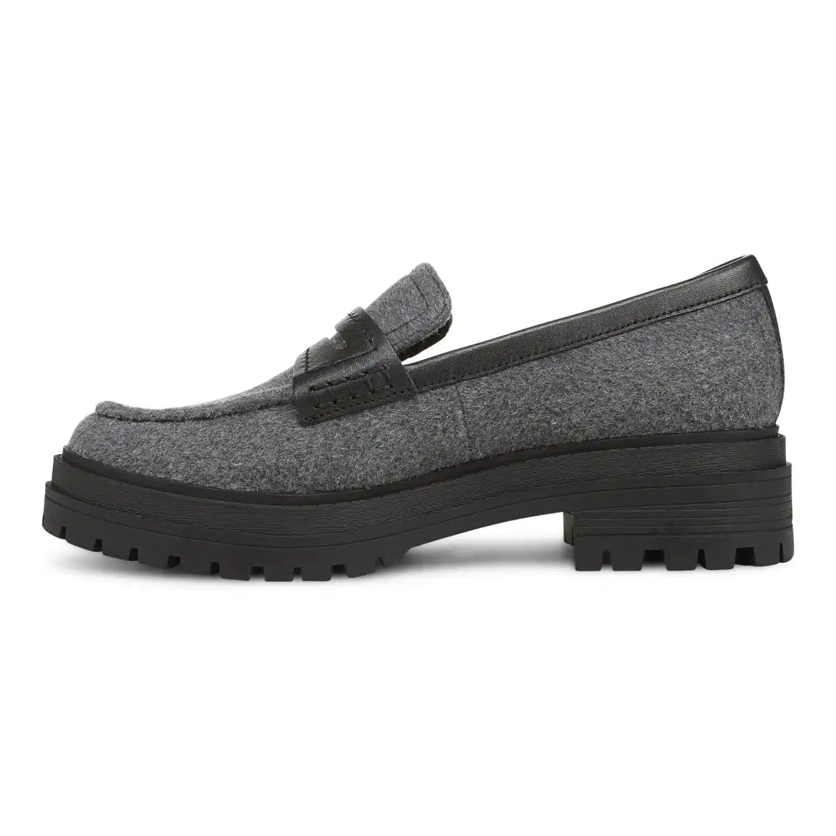 Georgia Lug Sole Loafer Dark Grey Wool Flannel