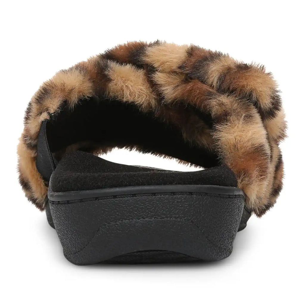 Relax II Slippers Brown Leopard Print Fur