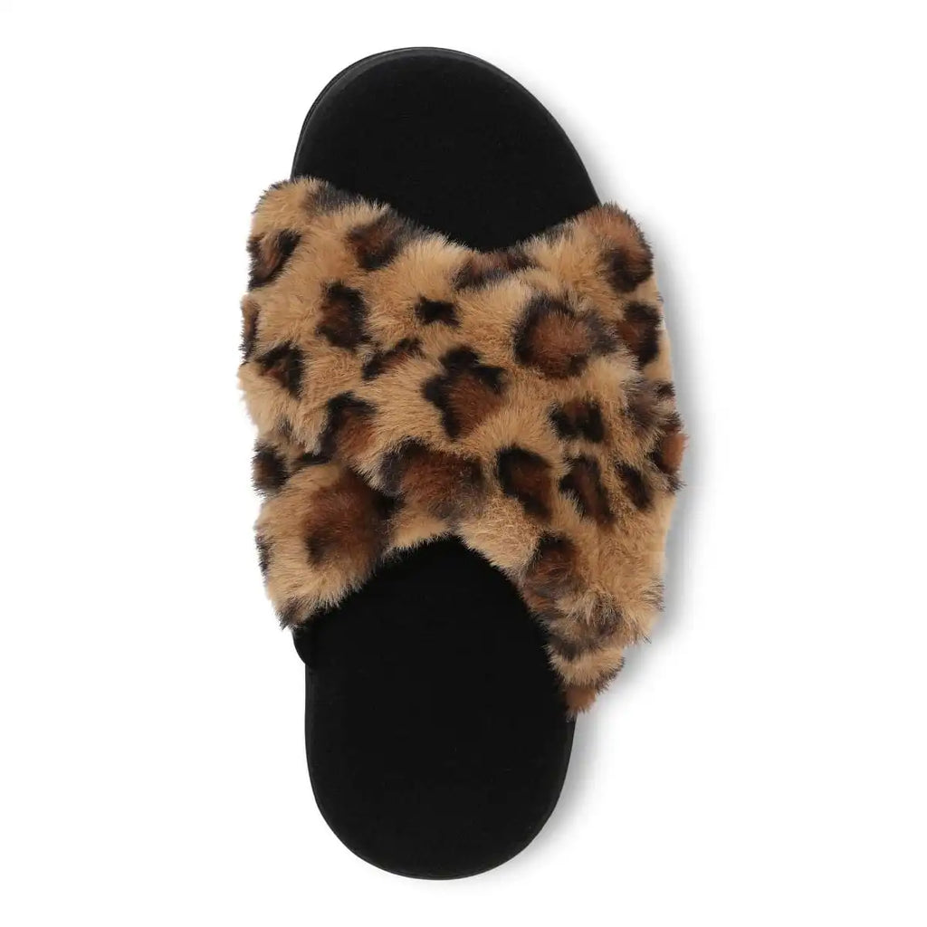 Relax II Slippers Brown Leopard Print Fur