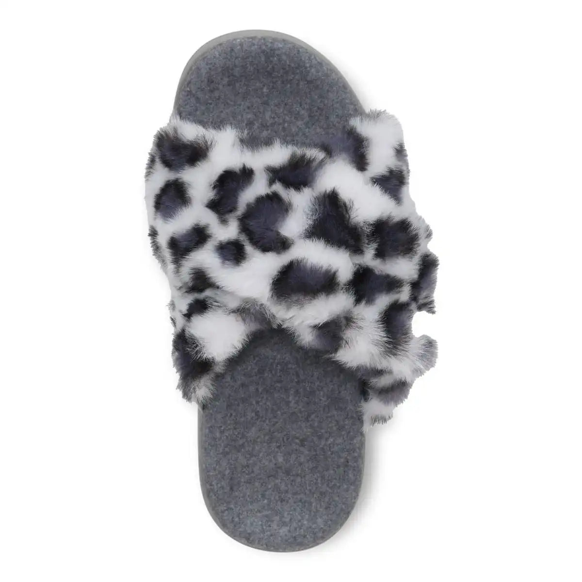 Relax II Slippers White Leopard Print Fur