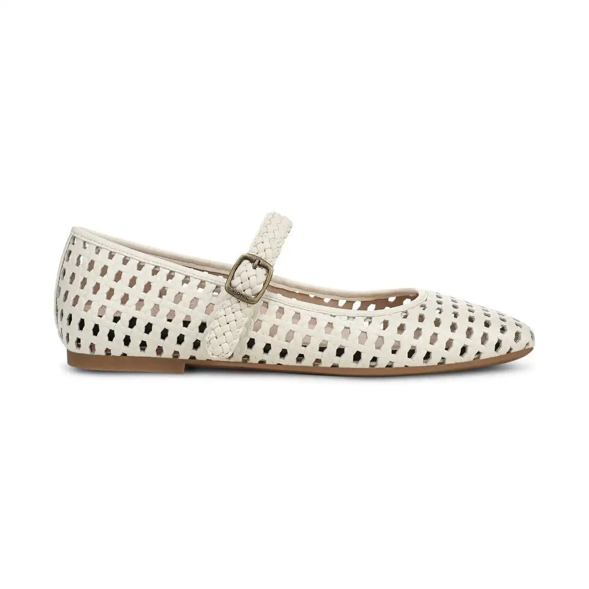 Alameda Woven Mary Jane Flat Ivory Leather