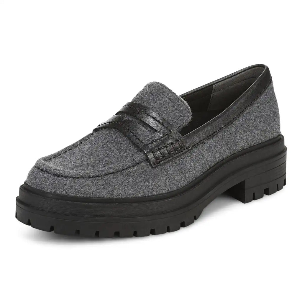 Georgia Lug Sole Loafer Dark Grey Wool Flannel