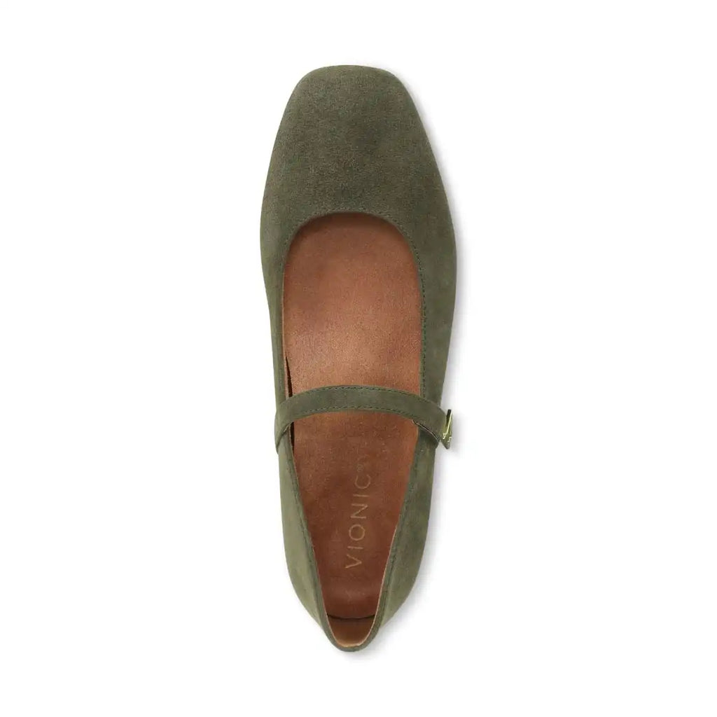 Alameda Mary Jane Flat Dark Olive Suede