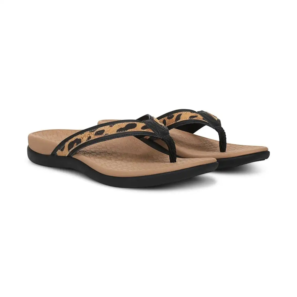 Tide 2.0 Toe Post Sandal Black Leopard Print Suede