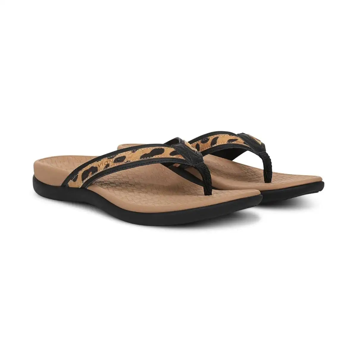 Tide 2.0 Toe Post Sandal Black Leopard Print Suede